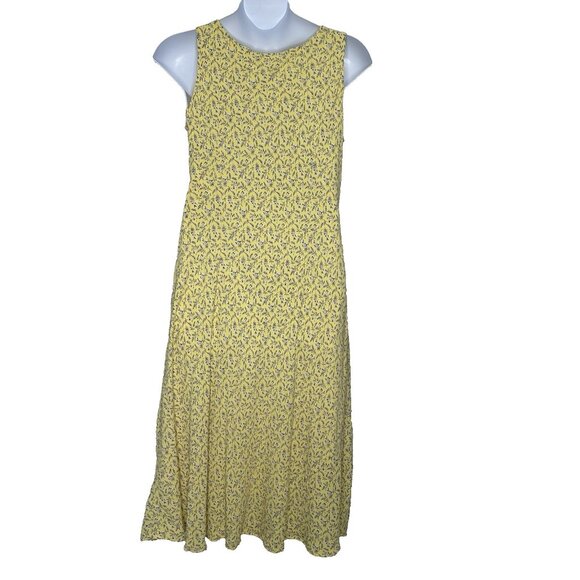 April Cornell Sleeveless Midi Dress Size XL Yellow floral V-Neck Retro - Picture 3 of 12
